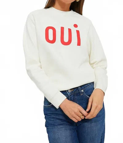 Clare V Bright Poppy Oui Sweatshirt In Cream In Green
