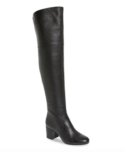 Via Spiga Women Finlay Leather Over The Knee Block Heel Boots In Black In Black