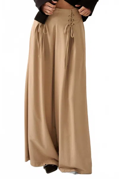 Promesa Lace Up Pants In Taupe In Brown