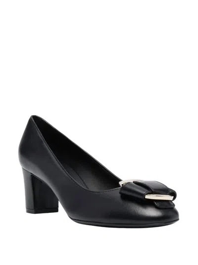 Ferragamo Women's Gancini-bow Leather Pumps In Black In Animal Print