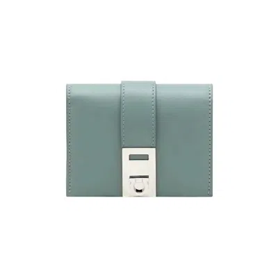 Ferragamo Women's Folding Card Wallet In Green In Blue