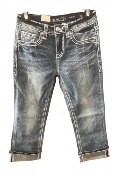 Grace In La Women's Capris Jeans In Black In Black