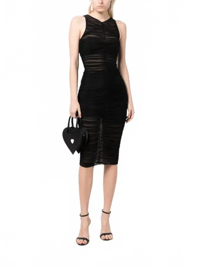 Fleur Du Mal Ruched Midi Dress In Black In Black