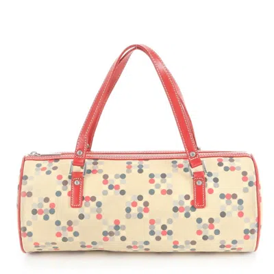 Pre-owned Burberry Beige Red Color Leather Canvas Tote Bag () In Multi