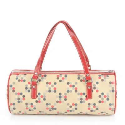 Pre-owned Burberry Beige Red Color Leather Canvas Tote Bag () In Multi