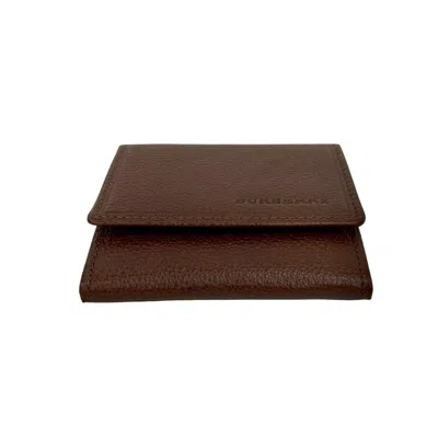 Pre-owned Burberry Brown Leather Coin Purse/coin Case ()