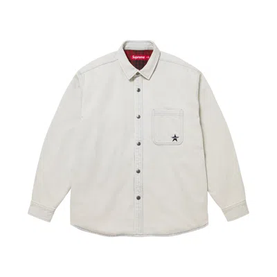 Pre-owned Supreme Quilted Lined Denim Snap Shirt 'light Washed Indigo' | Blue | Men's Size Xl