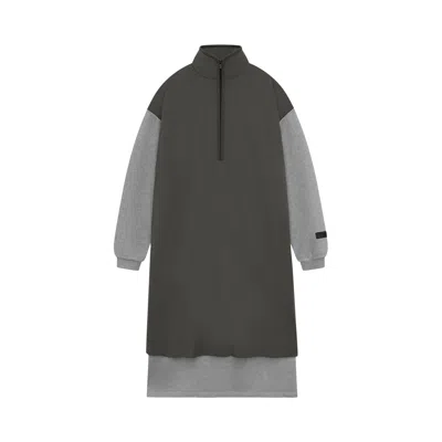 Pre-owned Essentials Fear Of God  Nylon Fleece Mockneck Sweater Dress 'dark Heather Oatmeal/ink' | Grey | Women In Gray