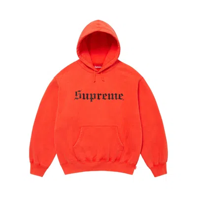Pre-owned Supreme Washed Old English Hooded Sweatshirt 'orange' | Men's Size M