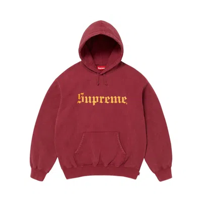 Pre-owned Supreme Washed Old English Hooded Sweatshirt 'cardinal' | Red | Men's Size M
