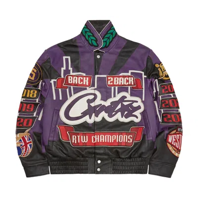 Pre-owned Corteiz 5 Year Leather Jacket 'black' | Men's Size L