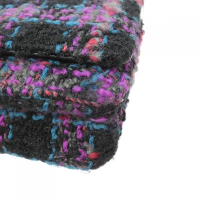 Pre-owned Chanel Black Multi-color Wool Chain/shoulder Wallet ()