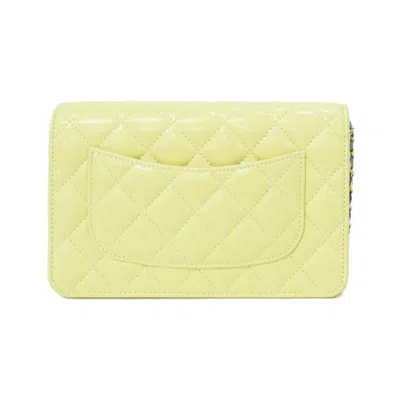 Pre-owned Chanel Blue Purple Yellow Grained Calfskin Chain/shoulder Wallet ()