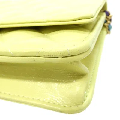 Pre-owned Chanel Blue Purple Yellow Grained Calfskin Chain/shoulder Wallet ()