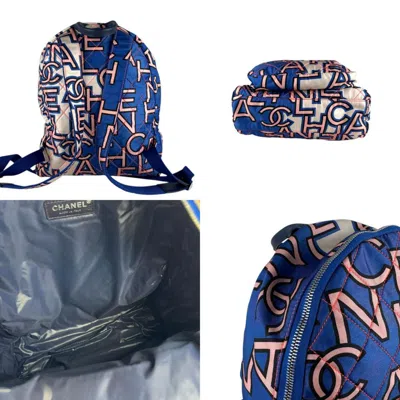 Pre-owned Chanel Blue Satin Backpack ()