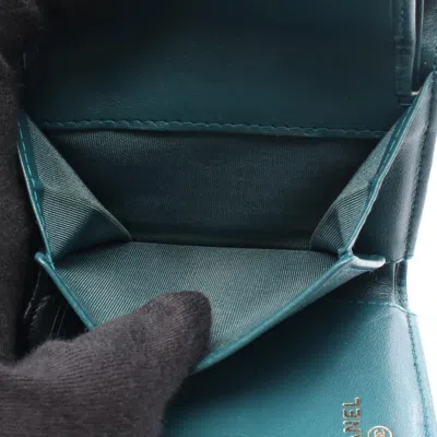 Pre-owned Chanel Green Grained Calfskin Wallet (tri-fold) ()