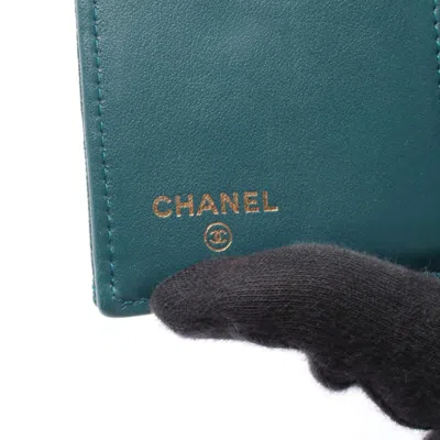 Pre-owned Chanel Green Grained Calfskin Wallet (tri-fold) ()