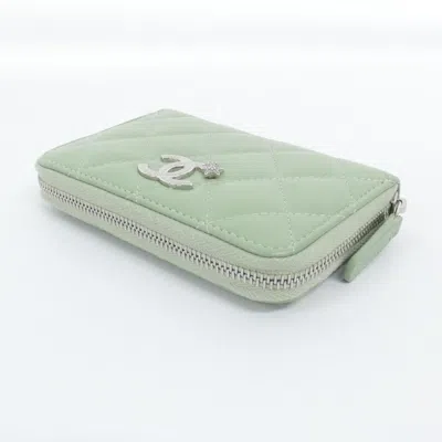 Pre-owned Chanel Green Leather Coin Purse/coin Case ()
