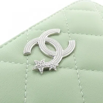 Pre-owned Chanel Green Leather Coin Purse/coin Case ()