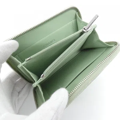 Pre-owned Chanel Green Leather Coin Purse/coin Case ()