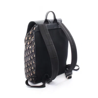 Pre-owned Dior Christian  Beige Navy Nylon Leather Backpack () In Multi
