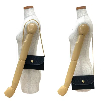 Pre-owned Dior Christian  Black Canvas Leather Pochette Shoulder Bag ()