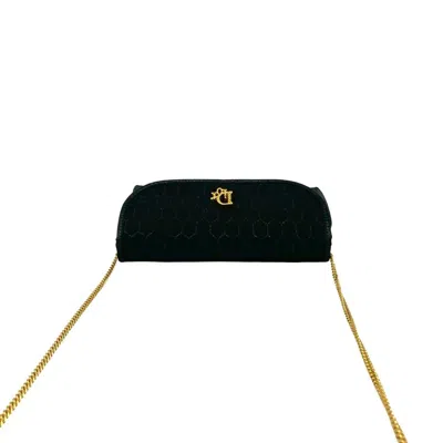 Pre-owned Dior Christian  Black Canvas Leather Pochette Shoulder Bag ()