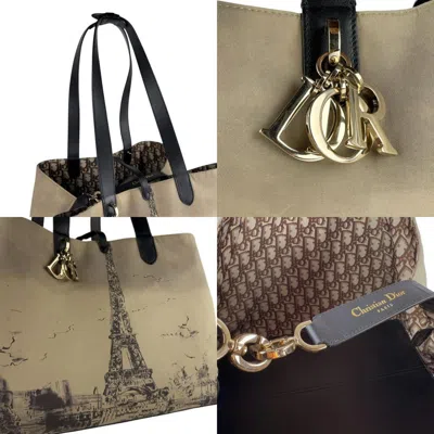 Pre-owned Dior Christian  Black Khaki Nylon Canvas Leather Shoulder Bag Tote Bag () In Multi