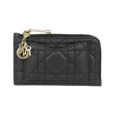 Pre-owned Dior Christian  Black Leather Coin Purse/coin Case ()