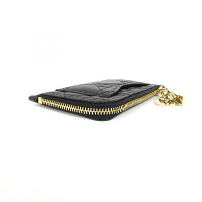 Pre-owned Dior Christian  Black Leather Coin Purse/coin Case ()
