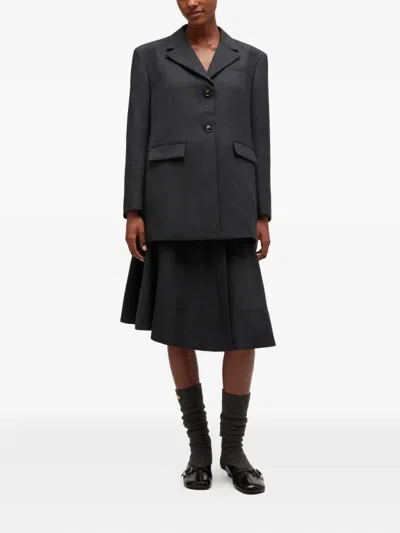 Ganni Button-fastening Blazer In Gray