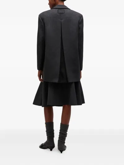 Ganni Button-fastening Blazer In Gray