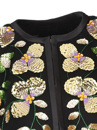 Valentino Floral-embellished Cape In Black
