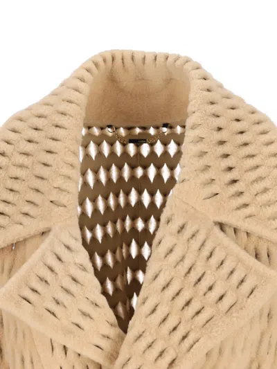 Fendi Cut-out Shearling Leather In Neutral