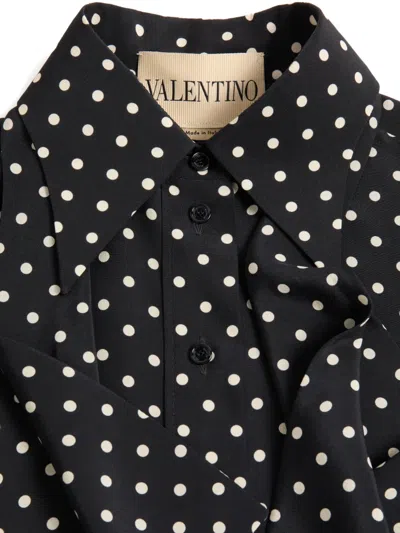 Valentino Crepe De Chine Shirt With Plusdepois Print In Black