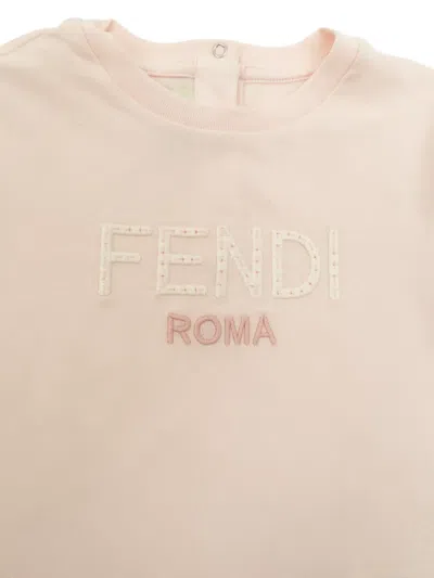 Fendi Embroidered Short-sleeve T-shirt In Pink