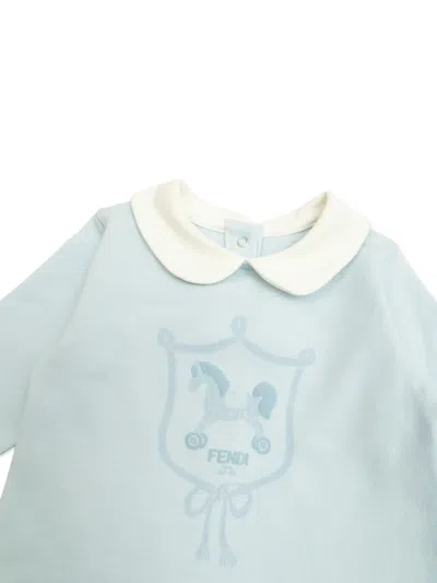 Fendi Peter-pan-collar Graphic Babygrow Set In Blue