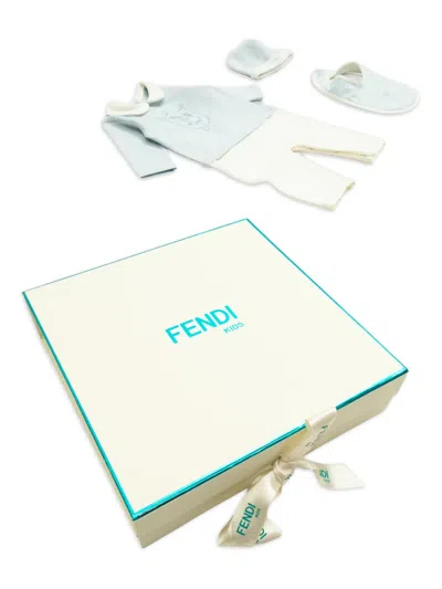 Fendi Peter-pan-collar Graphic Babygrow Set In Blue