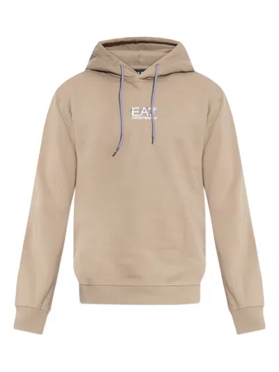 Ea7 Logo Hoodie In Neutral