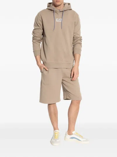 Ea7 Logo Hoodie In Neutral