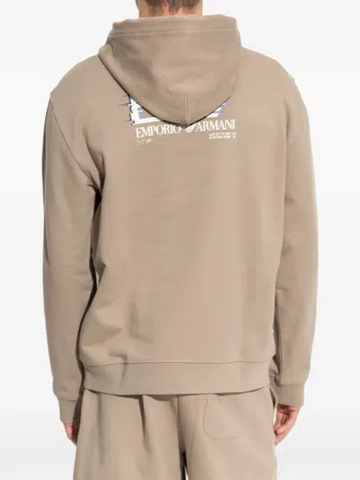 Ea7 Logo Hoodie In Neutral