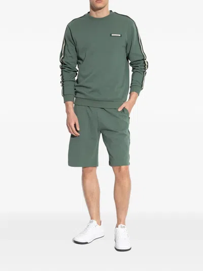 Ea7 Striped-panel Sweatshirt In Green