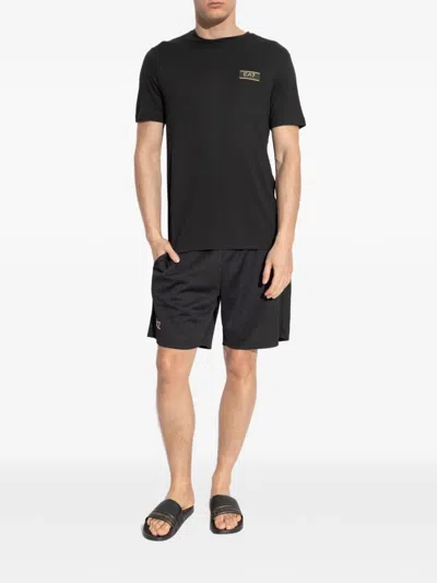 Ea7 Logo-patch T-shirt In Black
