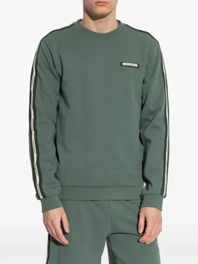 Ea7 Striped-panel Sweatshirt In Green