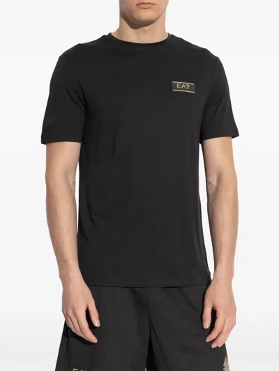 Ea7 Logo-patch T-shirt In Black