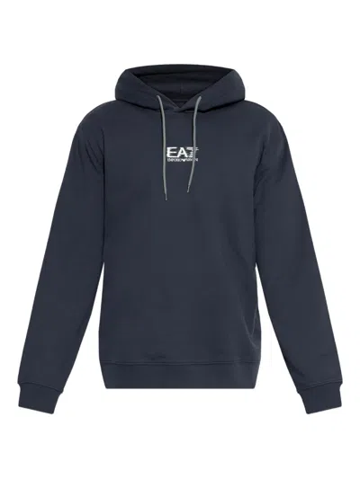 Ea7 Logo Hoodie In Blue