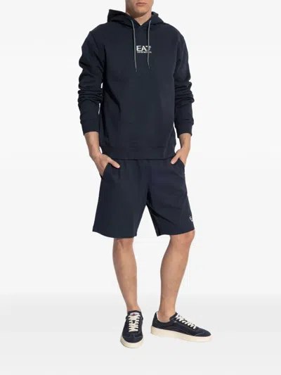Ea7 Logo Hoodie In Blue