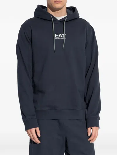 Ea7 Logo Hoodie In Blue