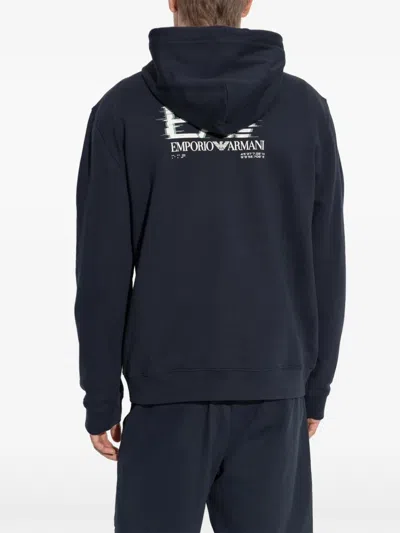 Ea7 Logo Hoodie In Blue
