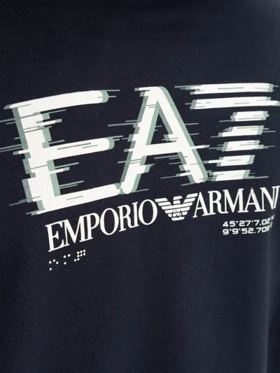 Ea7 Logo Hoodie In Blue